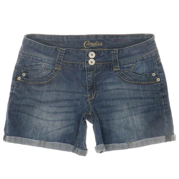Candies Shorts Juniors Size 7 Low Waist Blue Embroidered Stretch Measures W31 - Picture 1 of 8